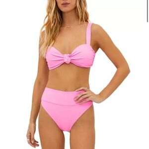 Beach Riot Pink Ribbed prism pink bikini set